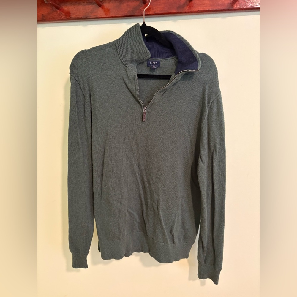 J. Crew Olive Zip-Up Sweater